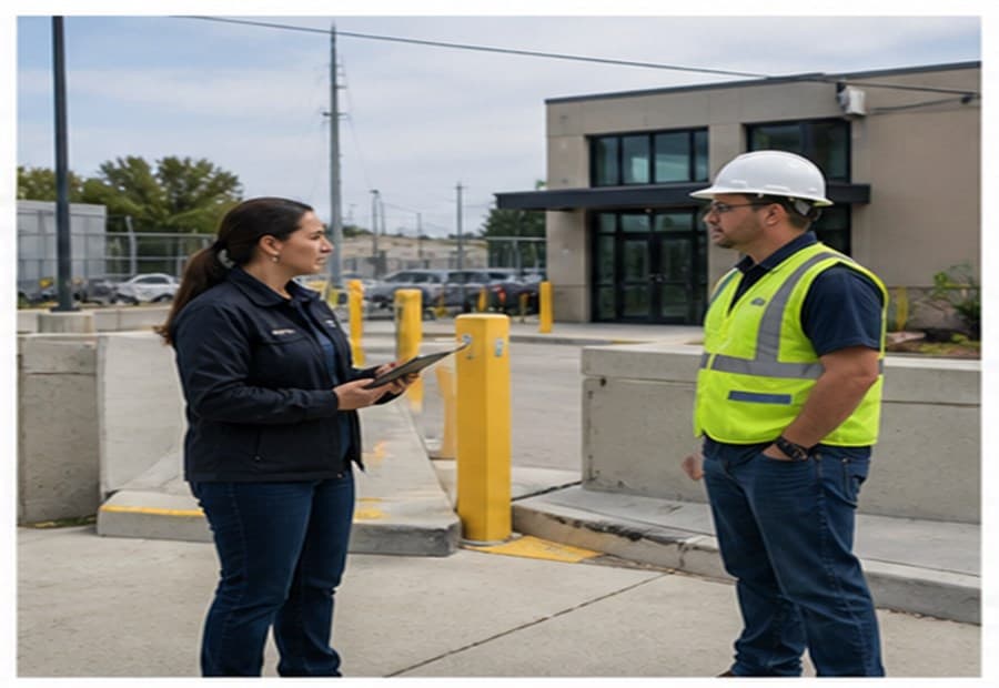 Facility access coordination near a secured utility entrance