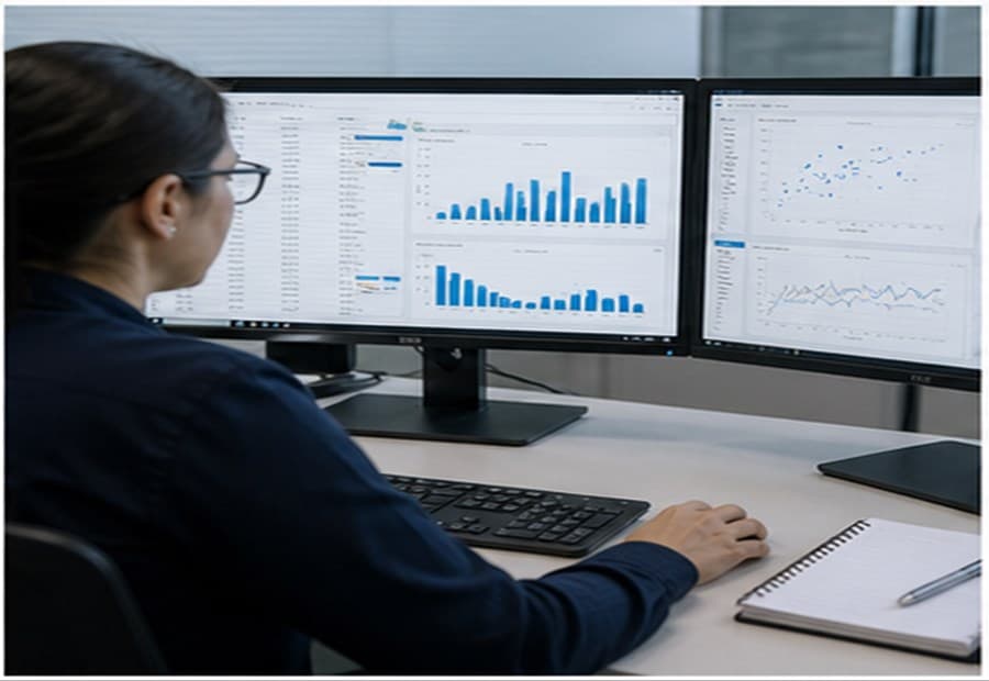 Utility consumption validation dashboards on dual monitors