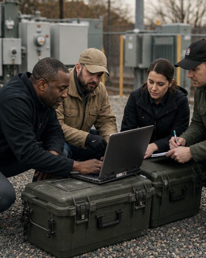 Mixed field team coordinating utility system deployment in an operations yard