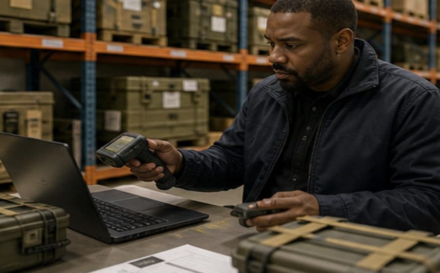 Logistics specialist reconciling inventory and asset accountability data